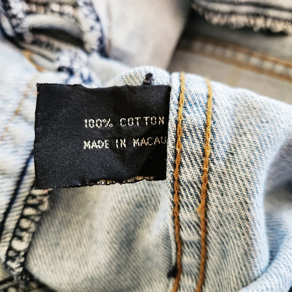 Vintage 90s Men's Structure Jean Denim Trucker Jacket 100% Cotton Size Large